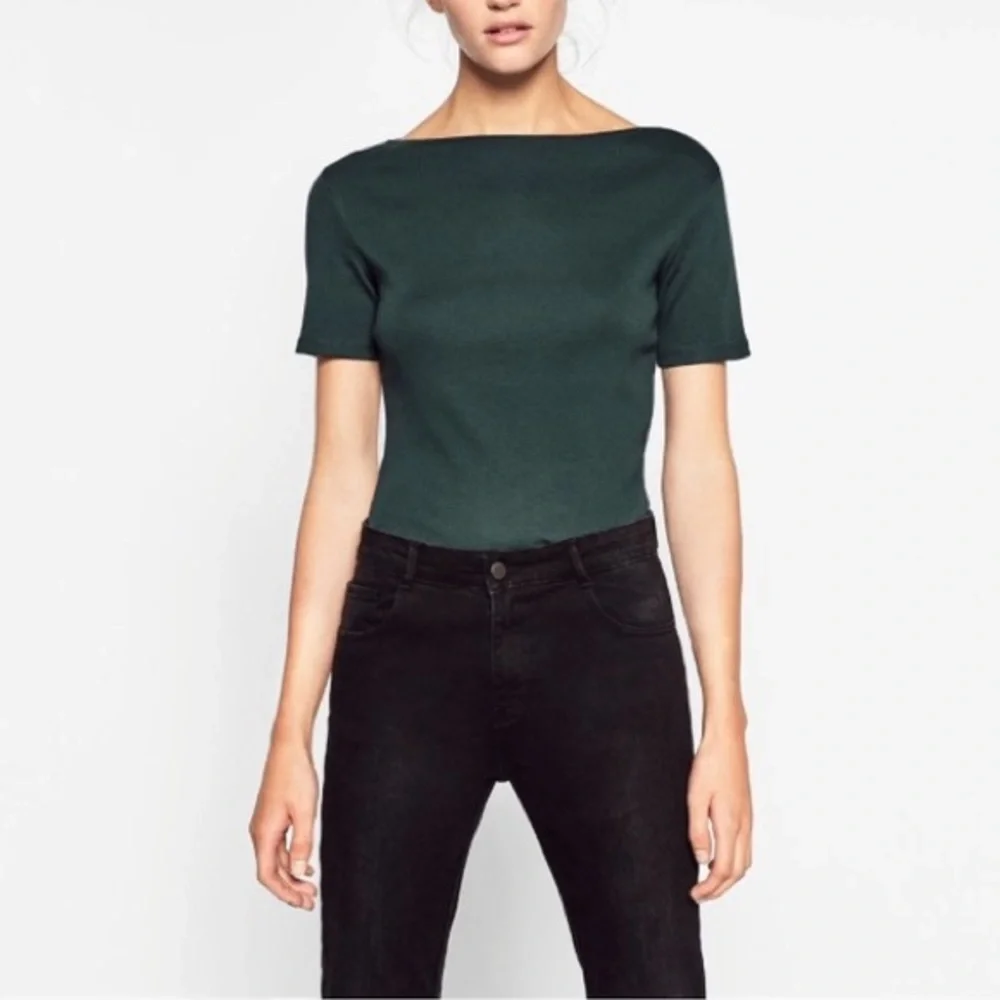 Zara Ribbed Boatneck Top S - Picture 1 of 1